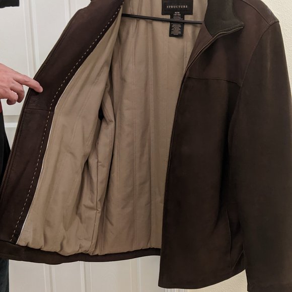 Men's medium size 38-40 brown genuine leather jacket - Picture 5 of 9